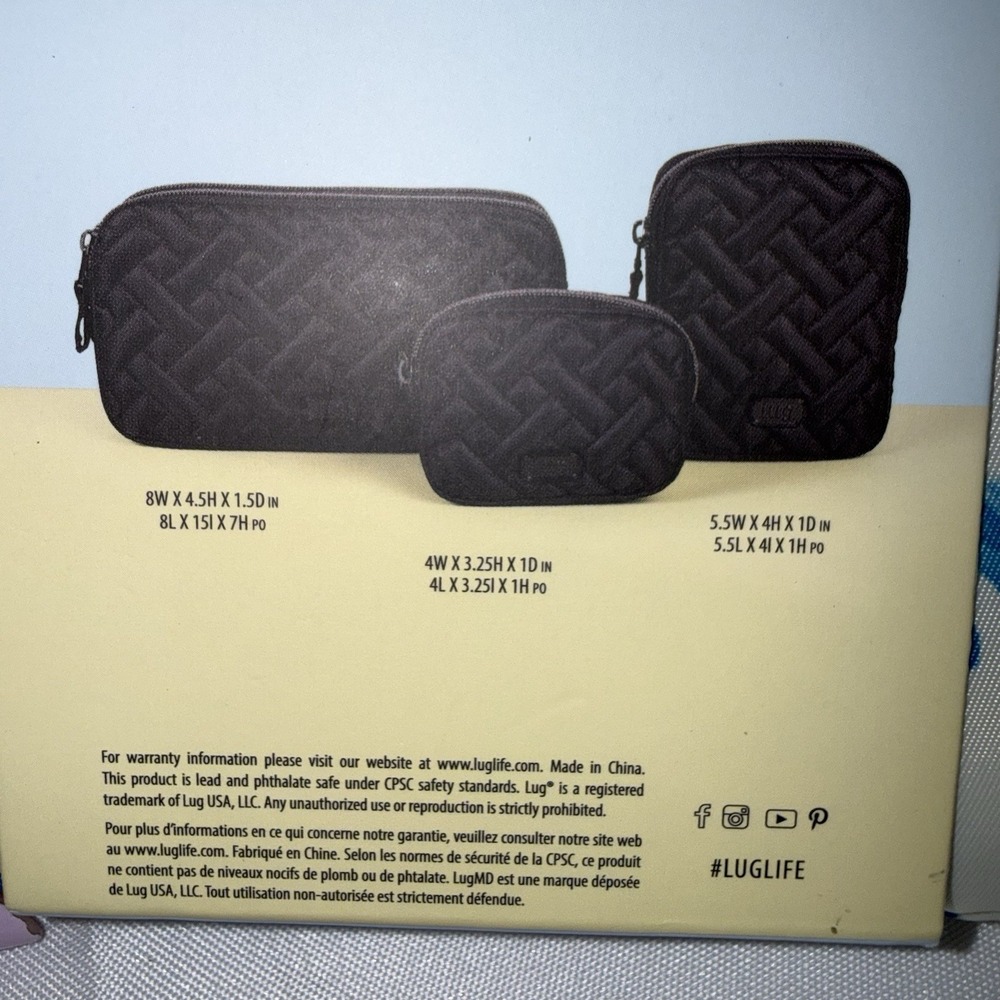 NWT Lug Dragonfly Multicolor 3-Piece Storage Cosmetic Makeup Travel Pouch Set - Picture 4 of 9